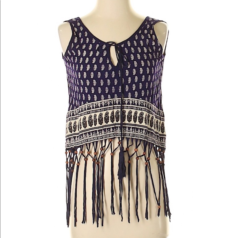 🔴3/$15🔴 EARTHBOUND TRADING CO FRINGE BOHO BLOUSE